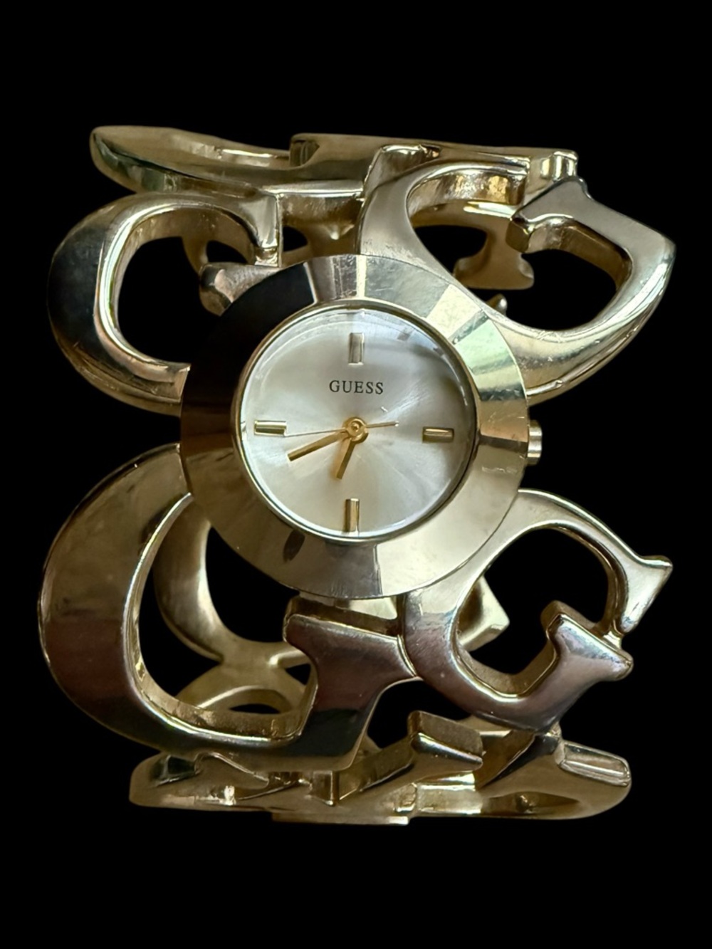 GUESS Gold Logo Link Cuff Watch - Gold